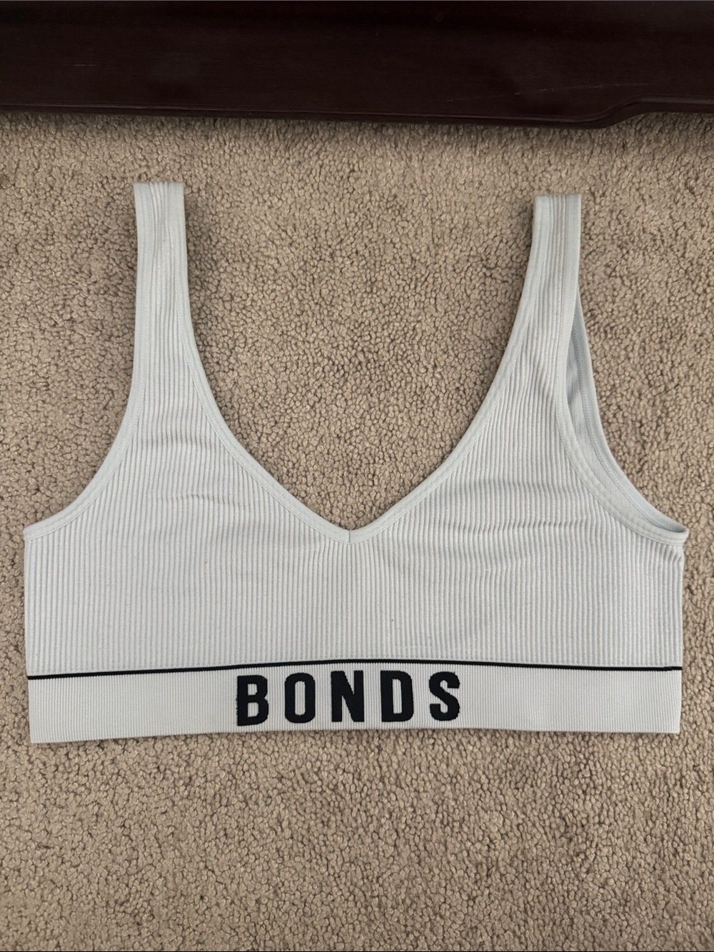 Bonds Ribbed Light Gray/White Logo Bralette